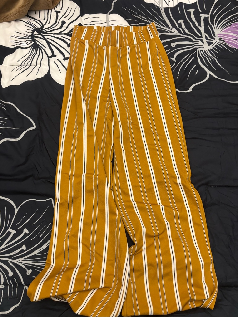 Windsor Mustard Striped Wide-Leg Pants
